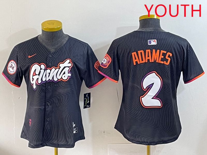 Youth San Francisco Giants #2 Adames Black Joint Name Nike 2025 MLB Jersey style 8->youth mlb jersey->Youth Jersey